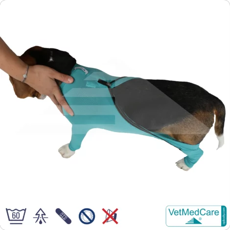 VetMedCare Hundebody mit Reißverschluss | OP-Schutzbody für Hunde nach Operation | Atmungsaktiver Wundschutz & Komfort 17 Hundebody mit Beinen + Reißverschluss | Hunde Body - Ganzkörperbody mit 4 Beinen | VetMedCare®