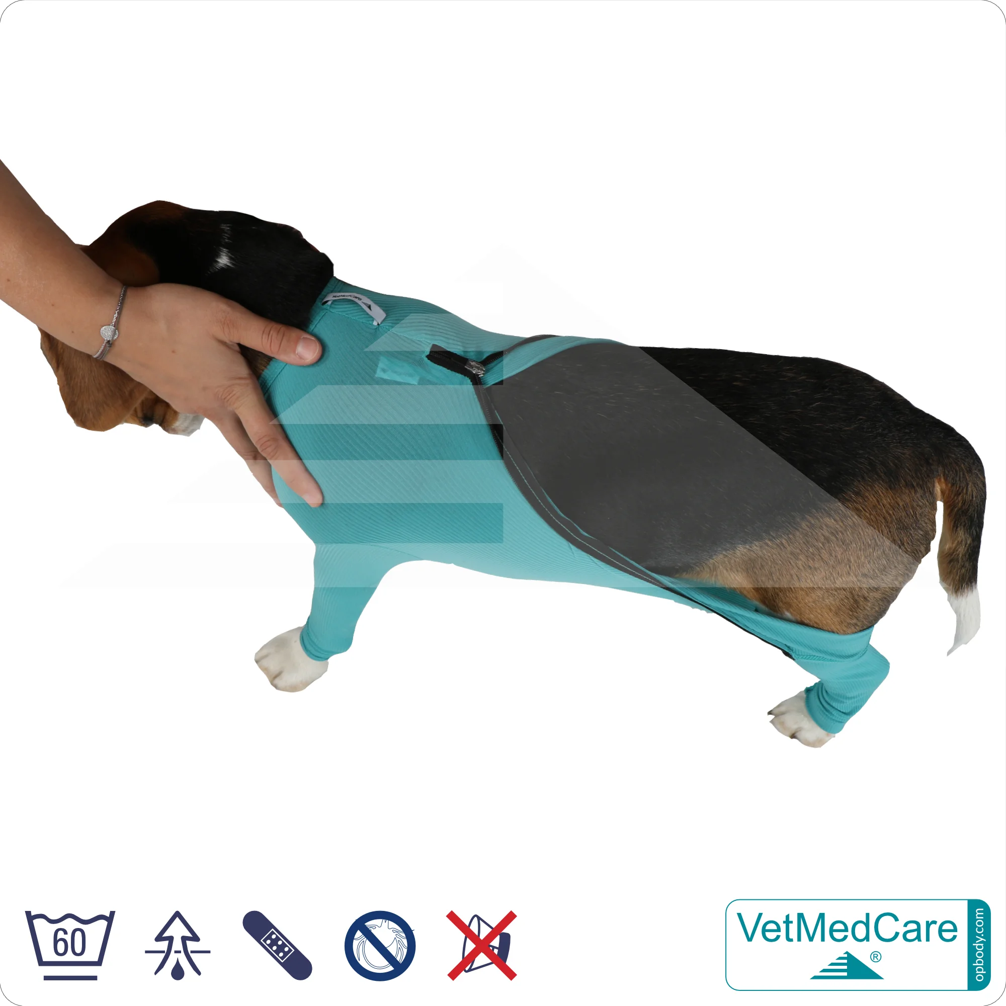 VetMedCare Hundebody mit Reißverschluss | OP-Schutzbody für Hunde nach Operation | Atmungsaktiver Wundschutz & Komfort 10 Hundebody mit Beinen + Reißverschluss | Hunde Body - Ganzkörperbody mit 4 Beinen | VetMedCare®